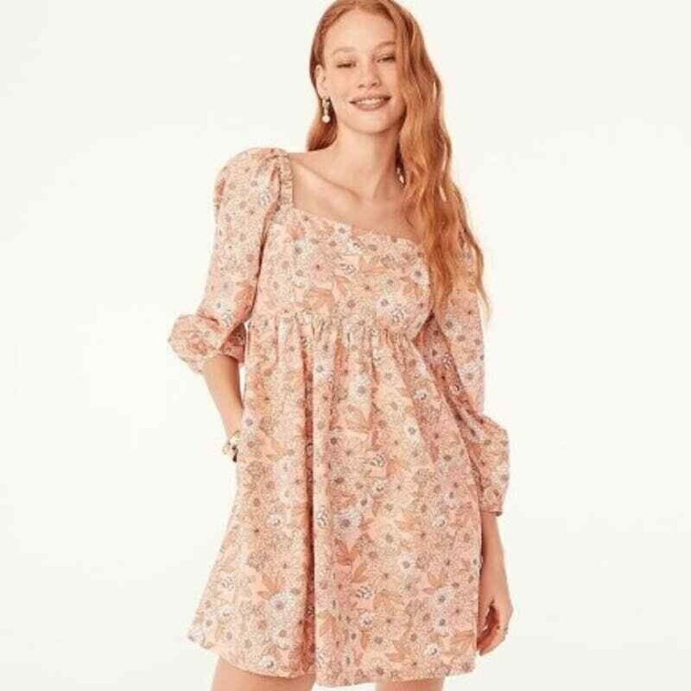 J Crew Babydoll Zinnia Floral mini Dress M cottagecore - Picture 1 of 16